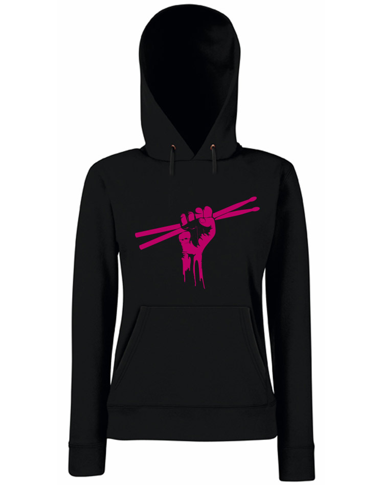 Fiststick Girly Hoodie pink auf schwarz