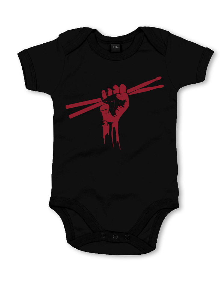 Fiststick Babystrampler rot auf schwarz