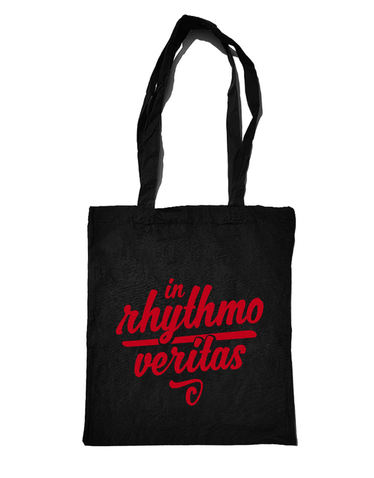 In rhythmo veritas Baumwolltasche schwarz