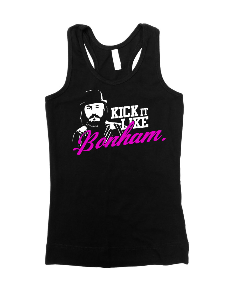 Kick it like Bonham Girly Tank Top weiß/pink auf schwarz