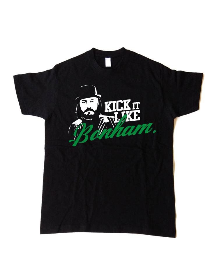 Kick it like Bonham Kinder T-Shirt weiß/grün auf schwarz