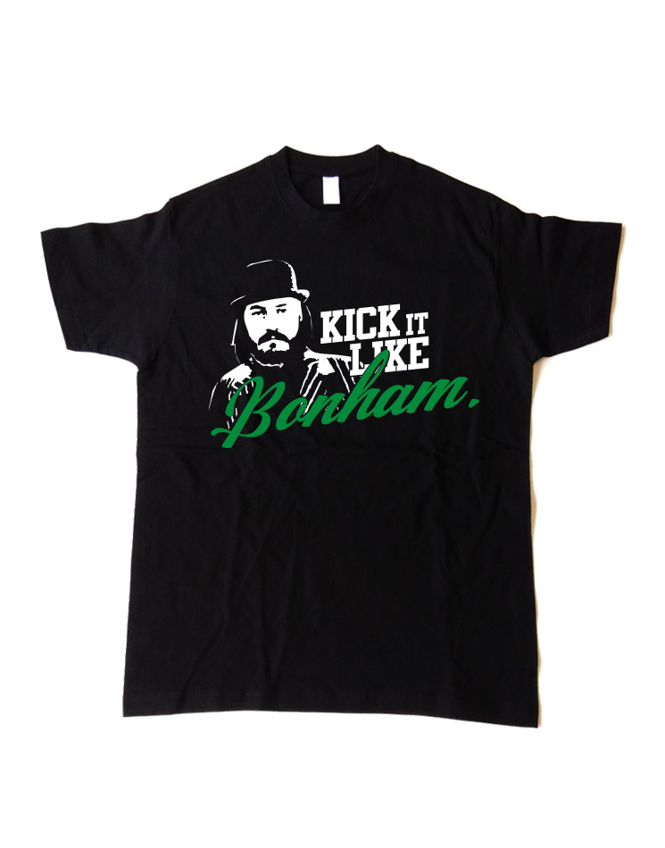 Kick it like Bonham Kinder T-Shirt wei/grn auf schwarz