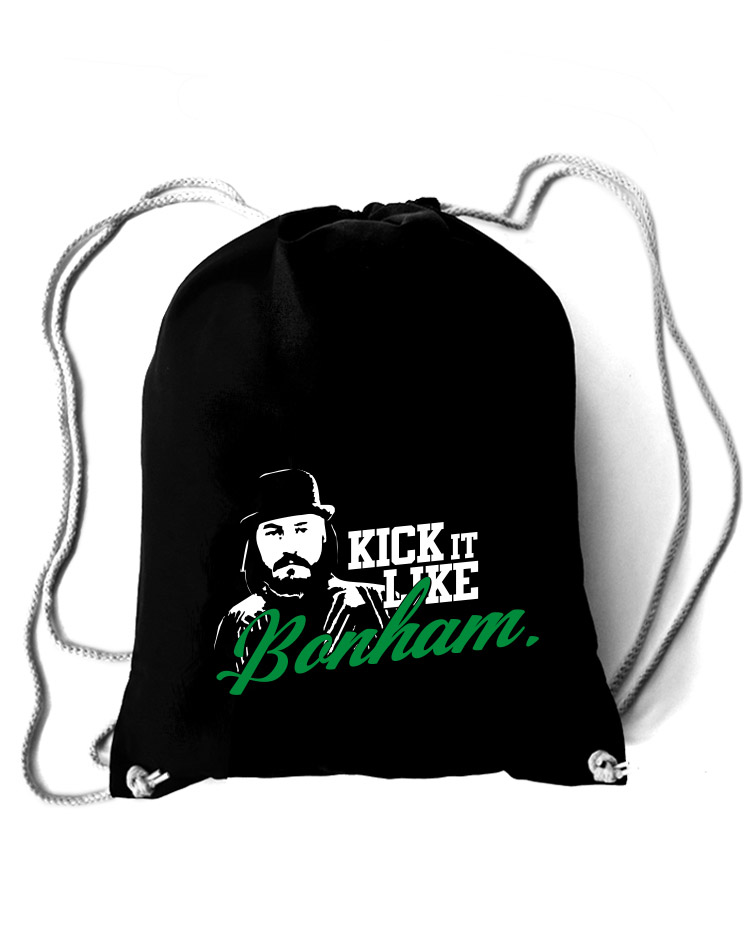 Kick it like Bonham Baumwollrucksack weiß/grün auf schwarz