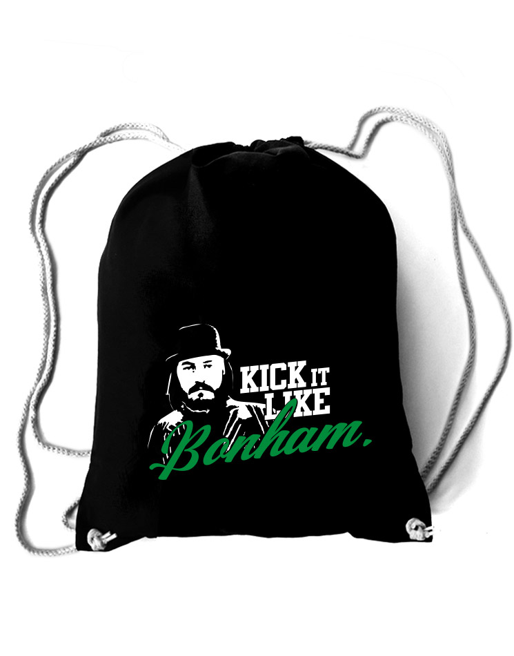 Kick it like Bonham Baumwollrucksack wei/grn auf schwarz