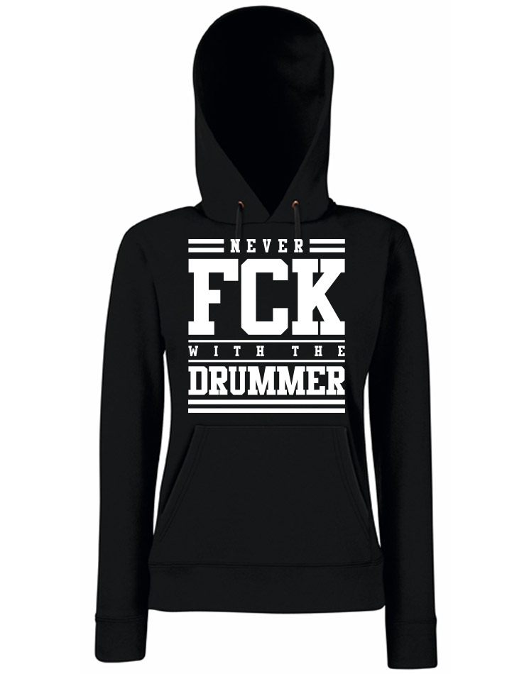 Never FCK Girly Hoodie wei auf schwarz