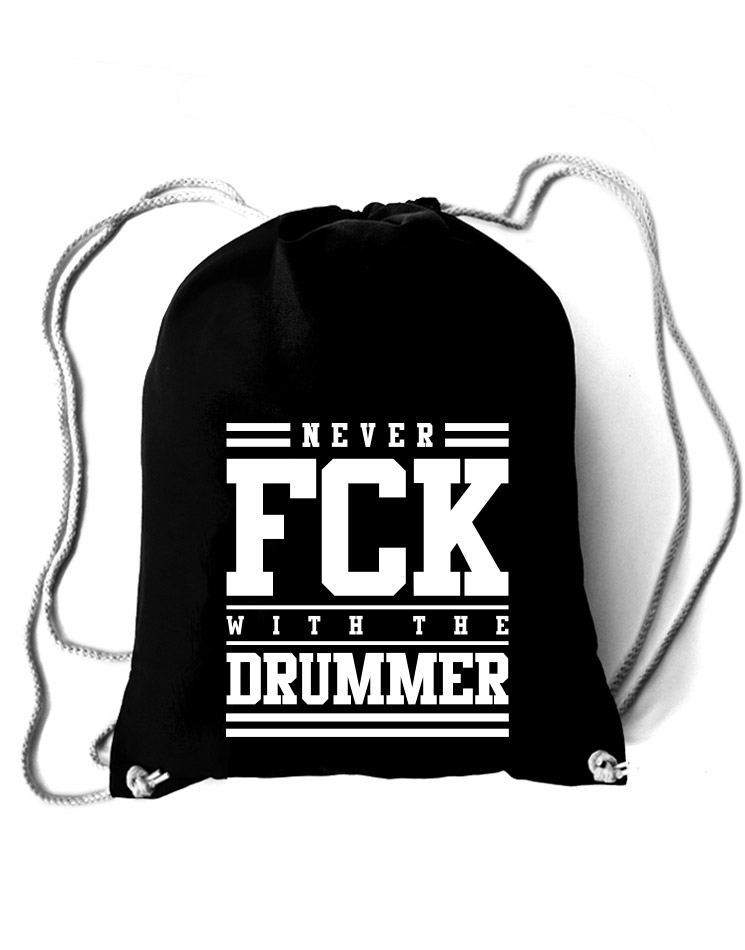 Never FCK Baumwollrucksack wei auf schwarz