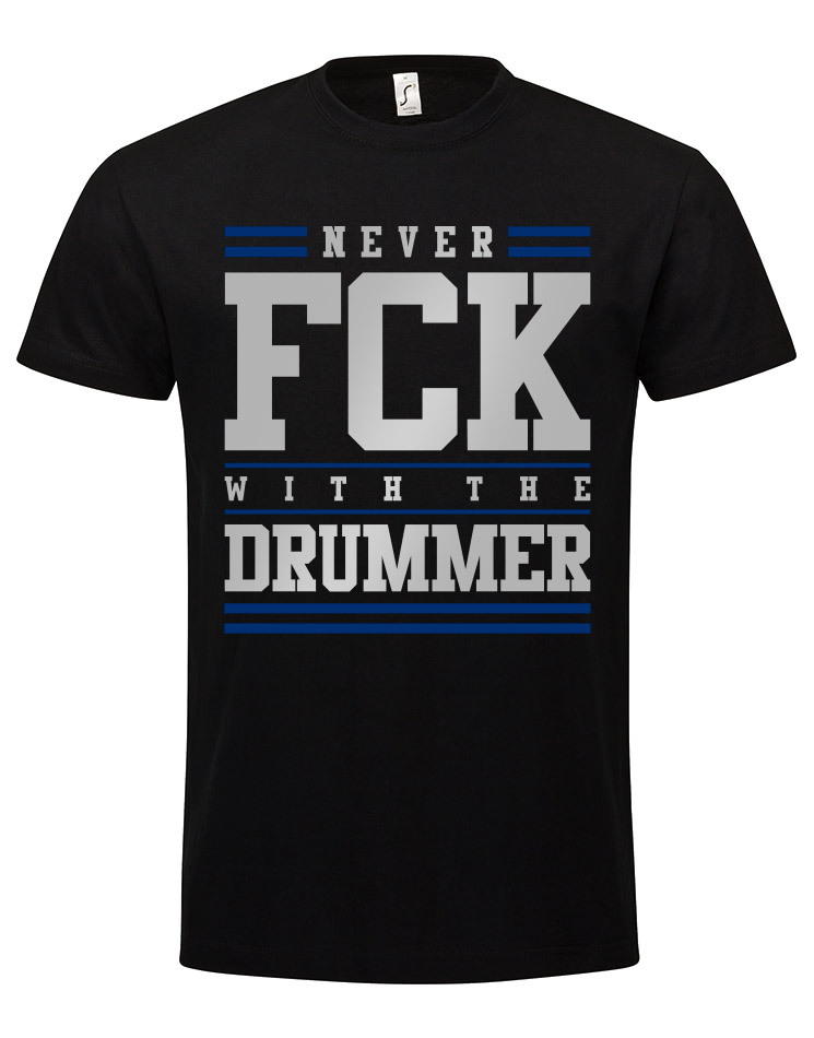 Never FCK Special Edition  T-Shirt silber/royal auf schwarz