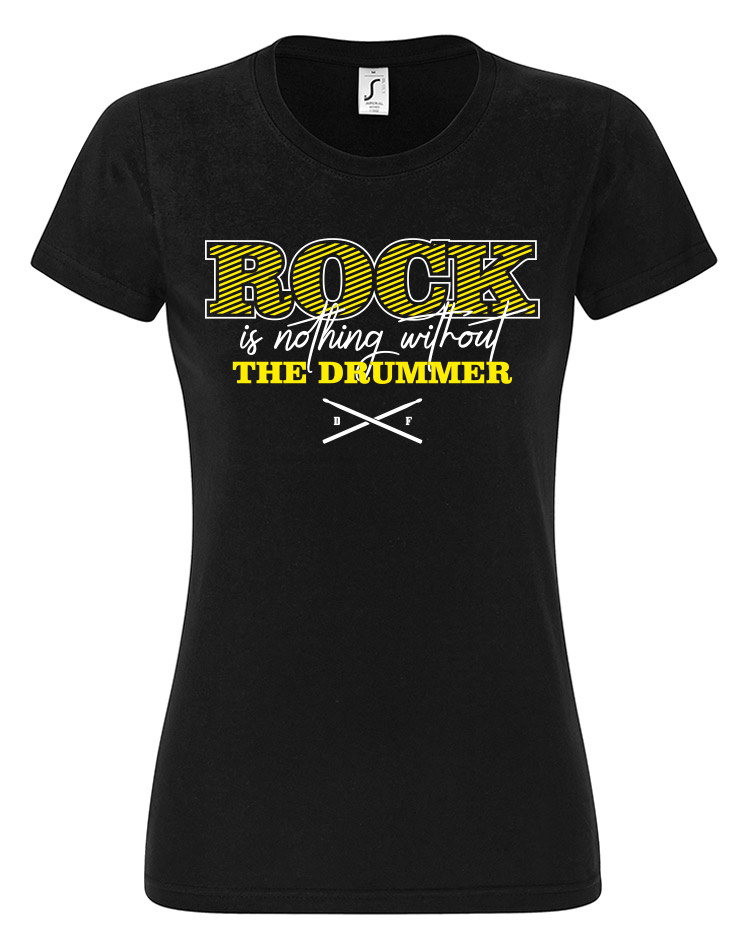 Rock is nothing Girly T-Shirt weiß/gelb auf schwarz