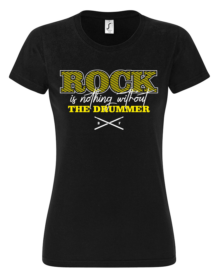 Rock is nothing Girly T-Shirt wei/gelb auf schwarz