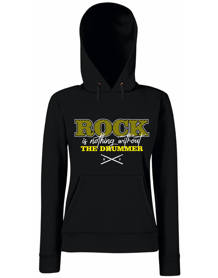 Rock is nothing Girly Hoodie wei/gelb auf schwarz