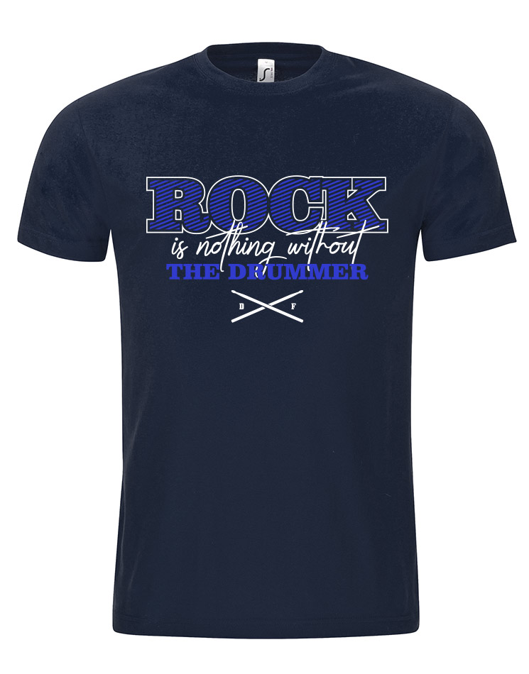 Rock is nothing Special Edition T-Shirt weiß/neonblau auf navy