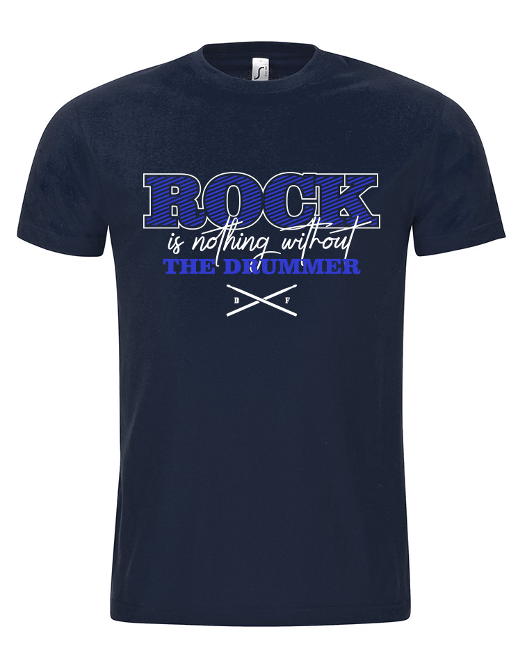 Rock is nothing Special Edition T-Shirt wei/neonblau auf navy