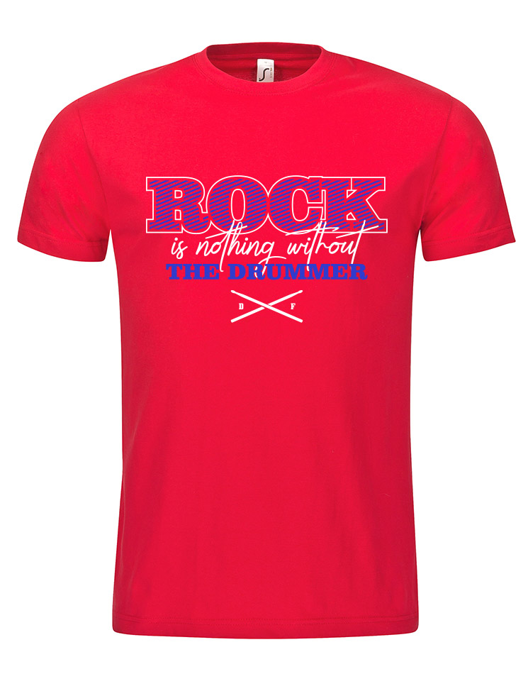 Rock is nothing Special Edition T-Shirt weiß/neonblau auf rot