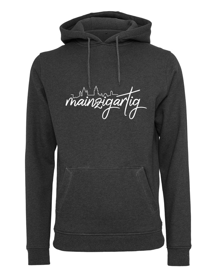 Mainzigartig Kaputzenpullover wei auf charcoal