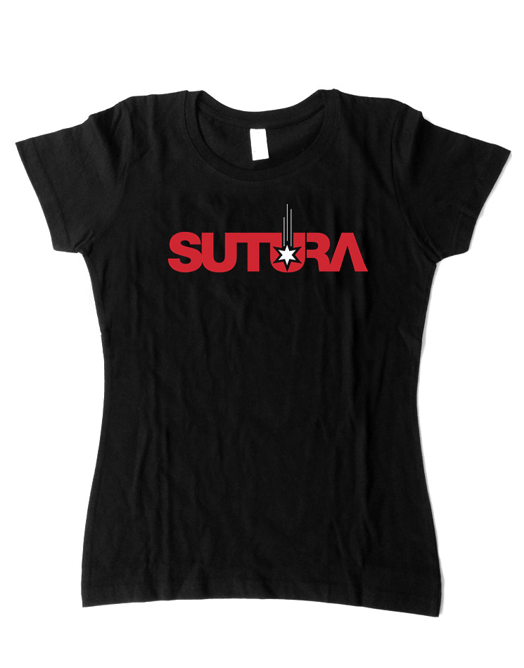 Sutura Girly T-Shirt rot/wei auf schwarz