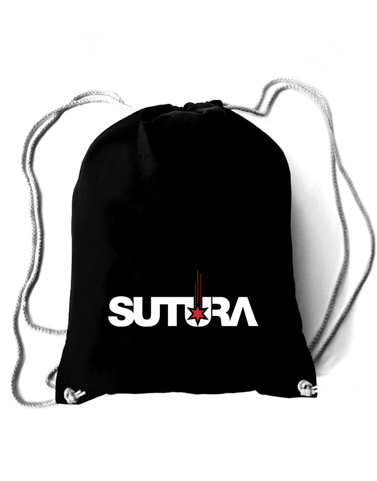Sutura Baumwollrucksack wei/rot auf schwarz