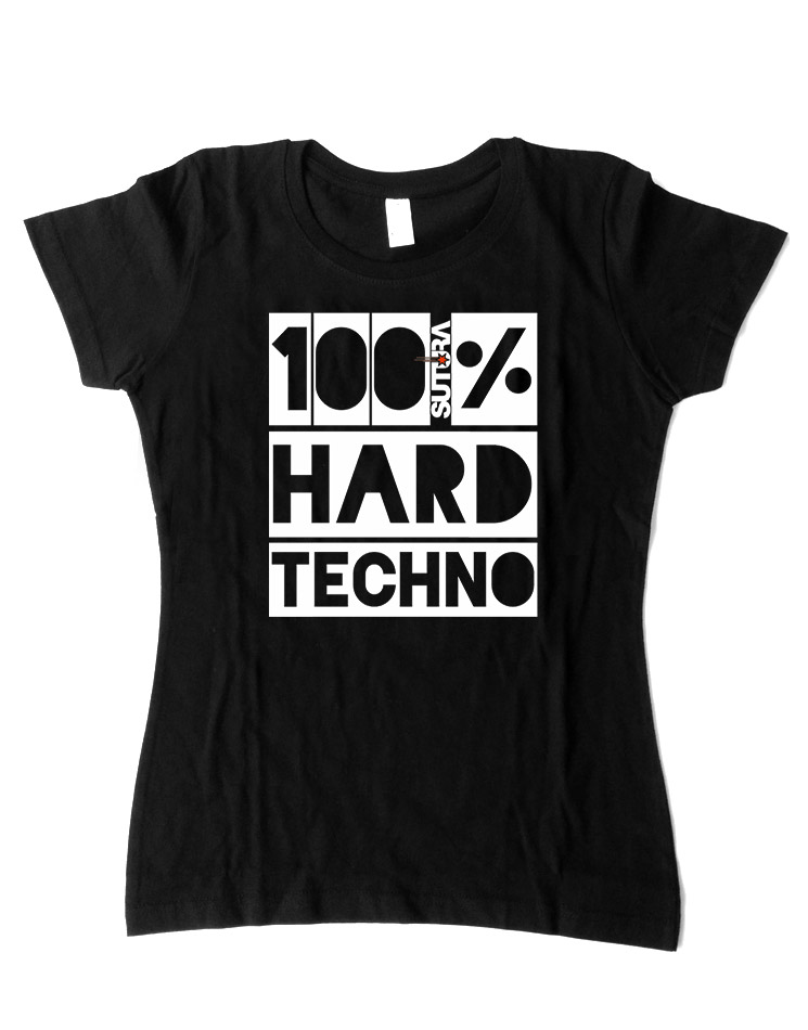 Sutura Girly T-Shirt 100% Hard Techno wei/rot auf schwarz