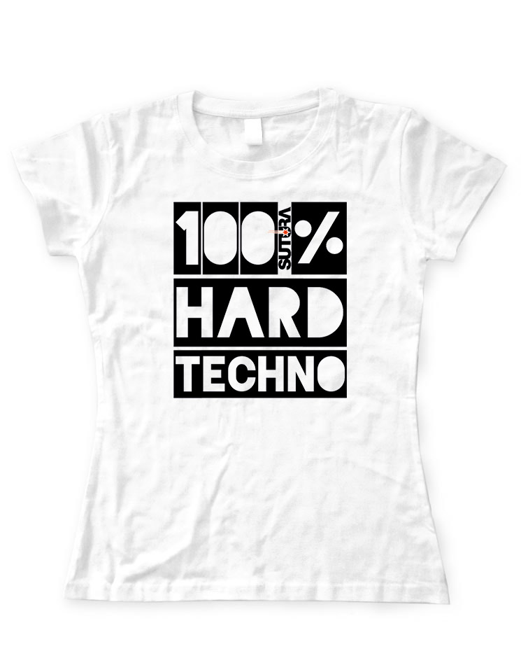 Sutura Girly T-Shirt 100% Hard Techno schwarz/rot auf wei