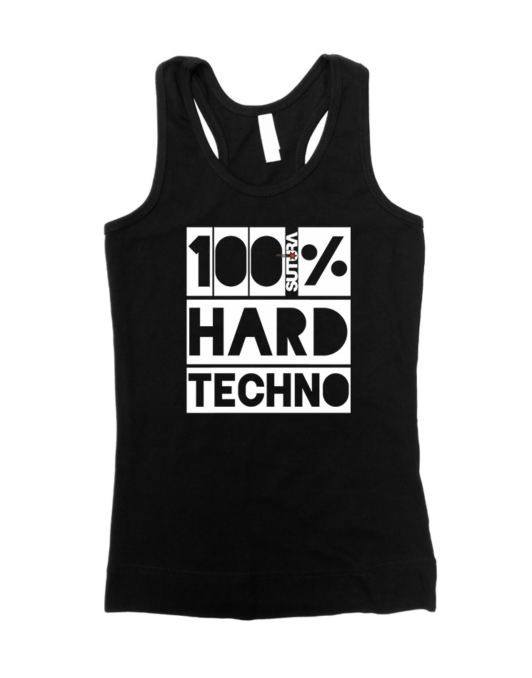 Sutura Girly Tank Top 100% Hard Techno wei/rot auf schwarz