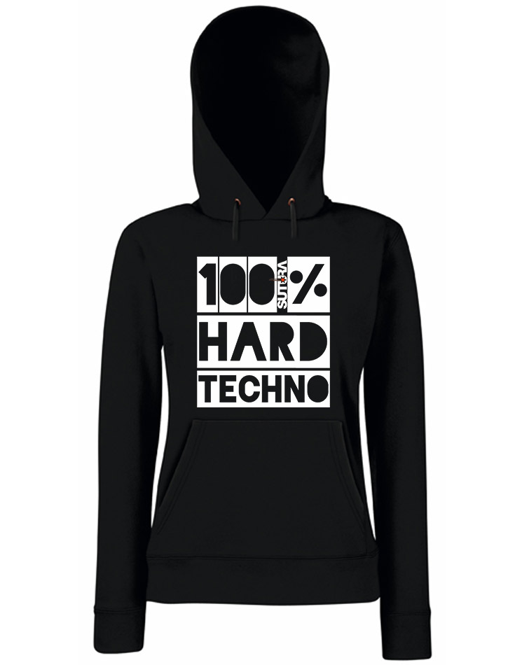Sutura Girly Kappu 100% Hard Techno wei/rot auf schwarz
