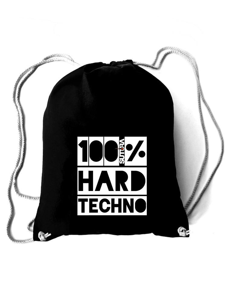 Sutura Baumwollrucksack 100% Hard Techno wei/rot auf schwarz