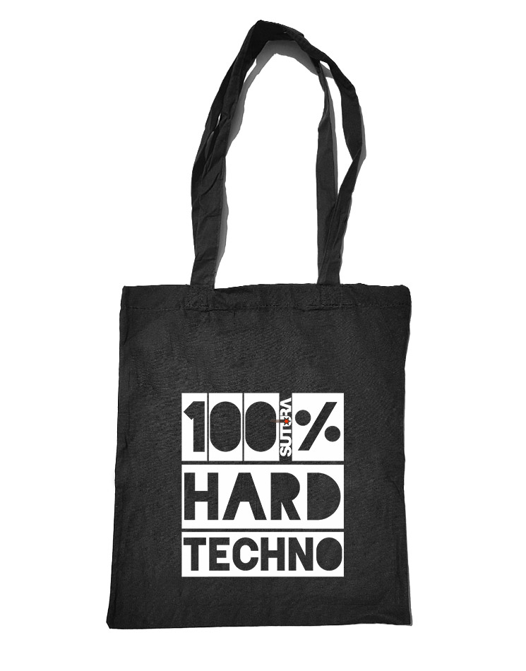 Sutura Einkaufstasche 100% Hard Techno wei/rot auf schwarz