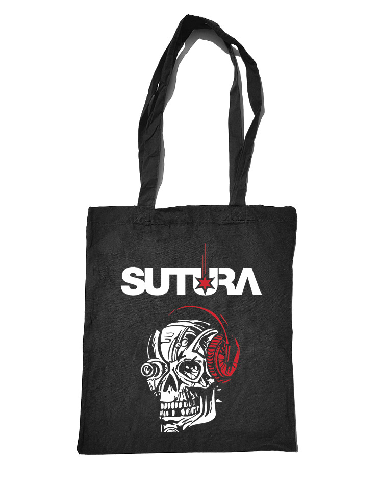 Sutura Einkaufstasche Skull wei/rot auf schwarz