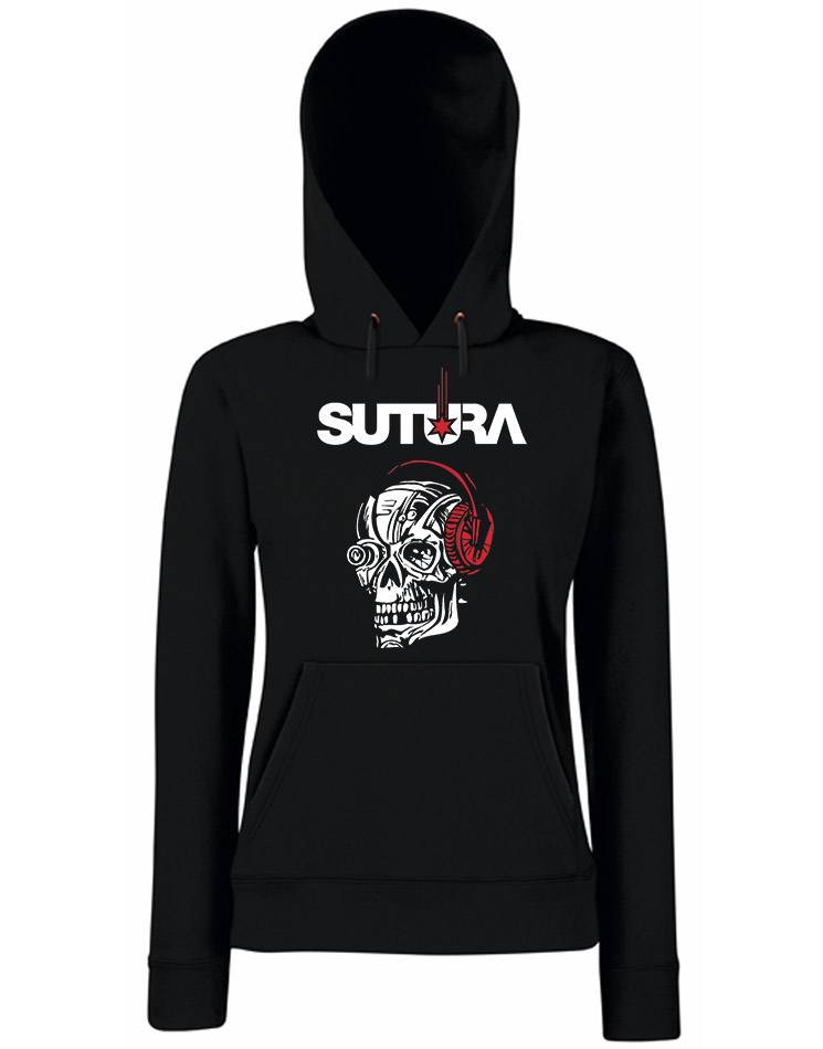Sutura Girly Kappu Skull wei/rot auf schwarz