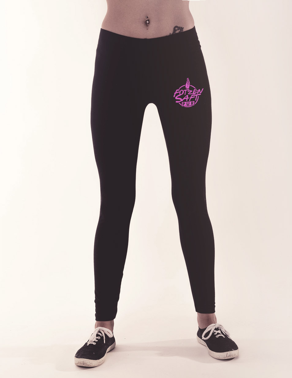 Fotzensaft Leggings pink auf schwarz