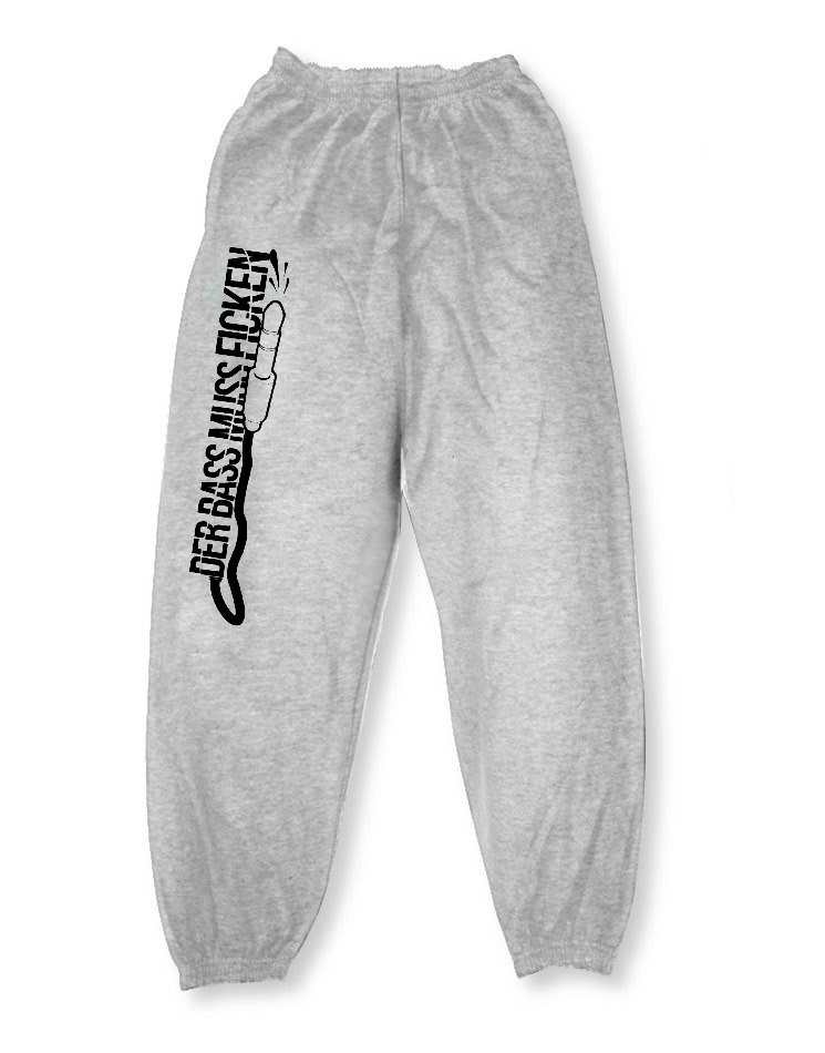 Premium BaMuFi Jogginghose schwarz auf grau