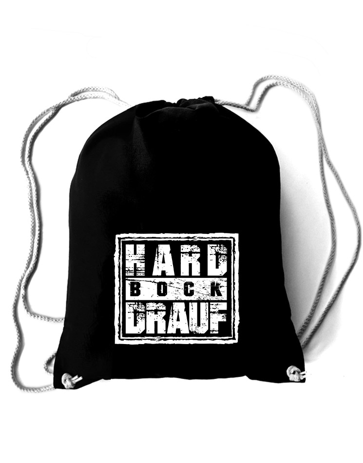 Hard Bock drauf Baumwollrucksack wei auf schwarz