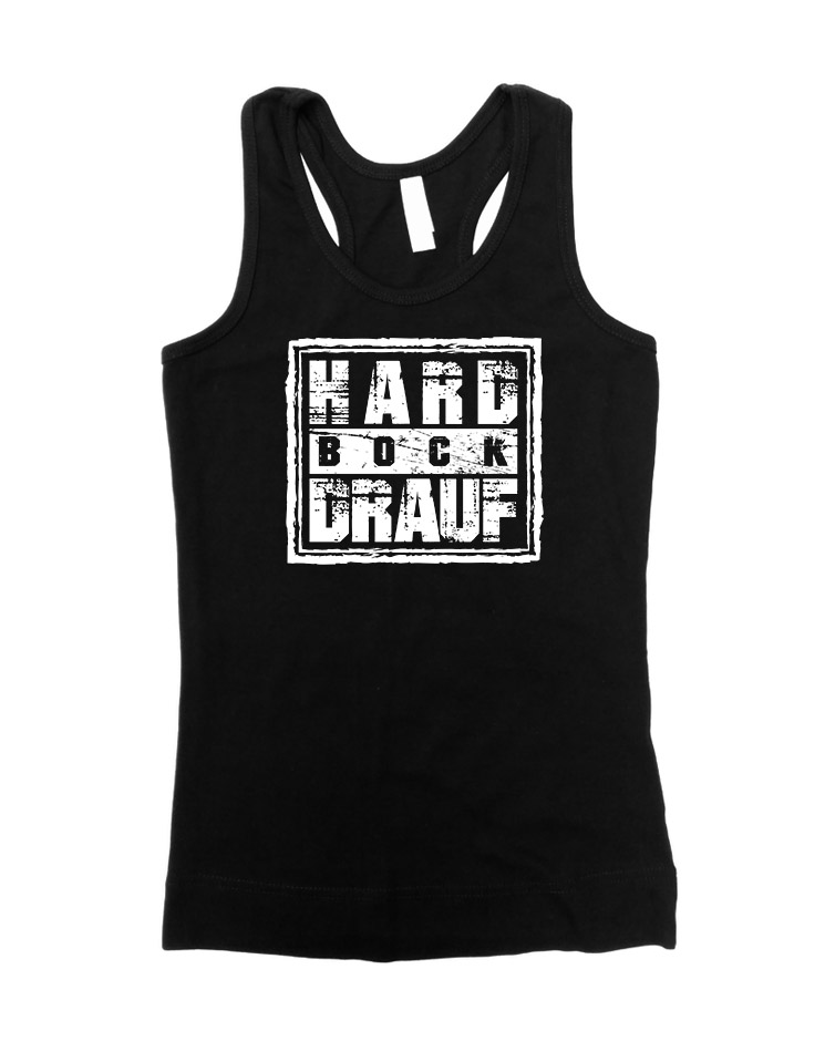 Hard bock drauf Girly Tank Top wei auf schwarz