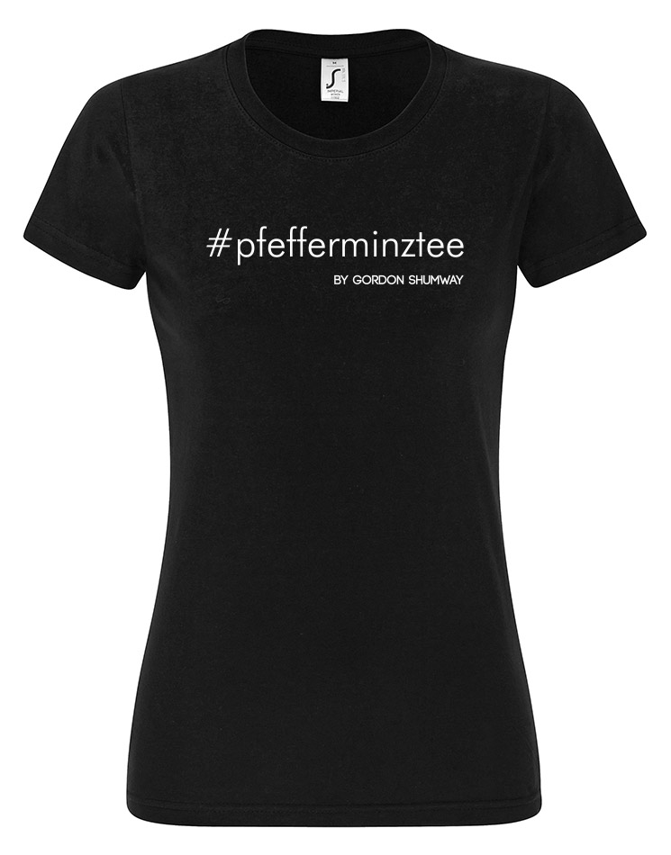 pfefferminztee Girly T-Shirt wei auf schwarz