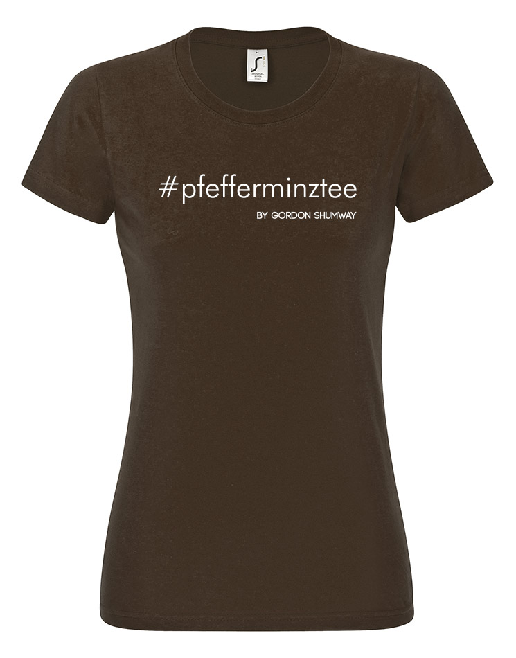pfefferminztee Girly T-Shirt wei auf chocolate