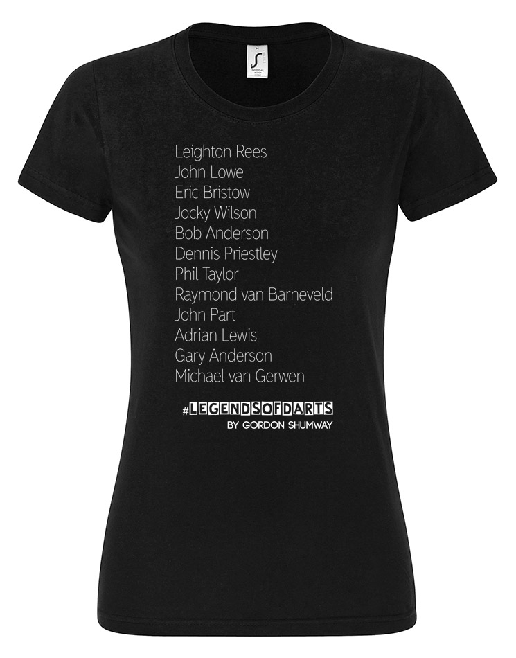Legends of Darts Girly T-Shirt wei auf schwarz