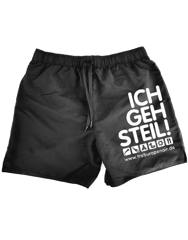 Ich geh steil Badehose wei auf schwarz