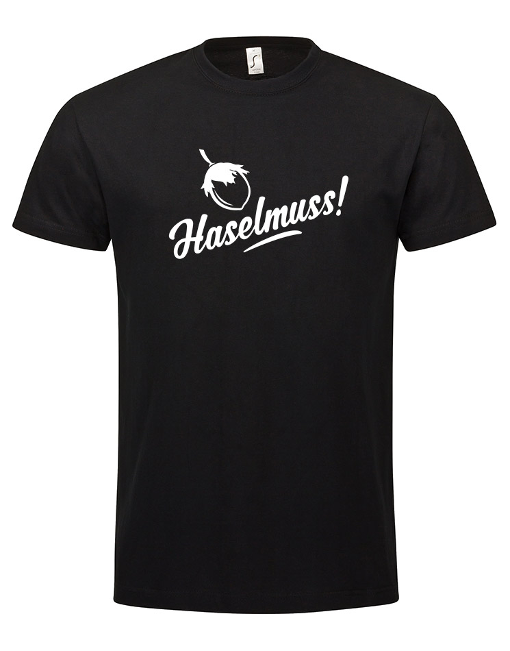 Haselmuss T-Shirt wei auf schwarz