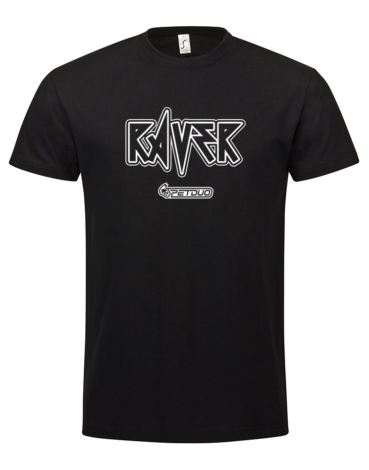 Raver T-Shirt wei auf schwarz