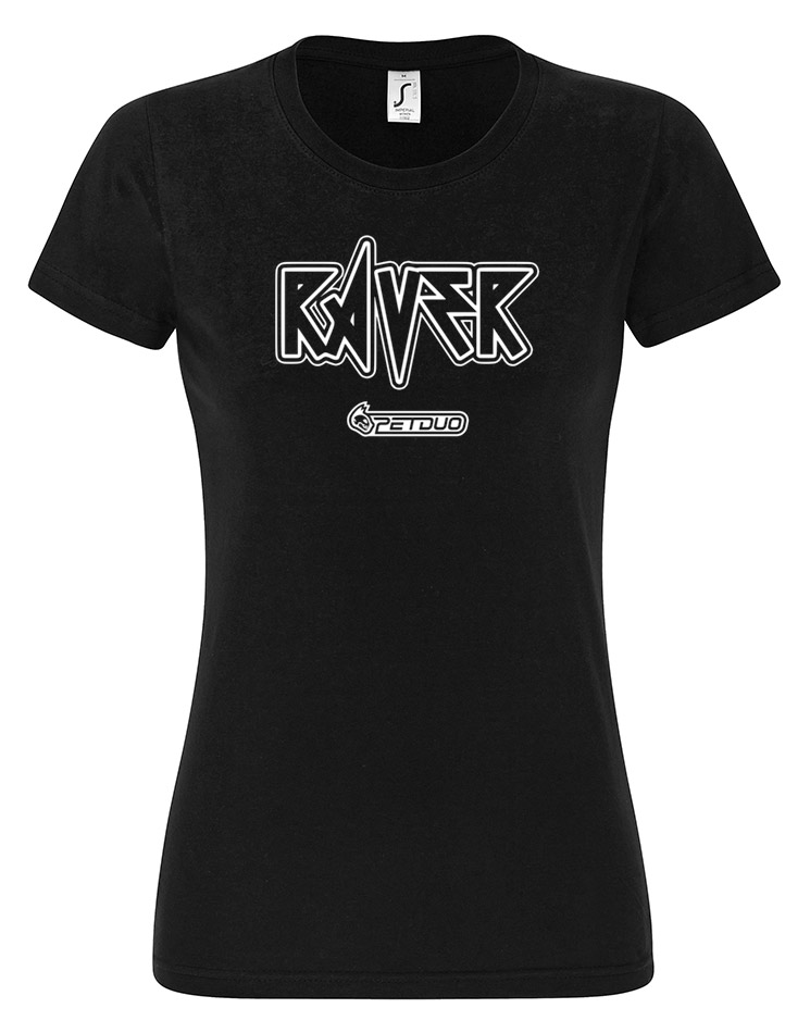 Raver Girly T-Shirt wei auf schwarz
