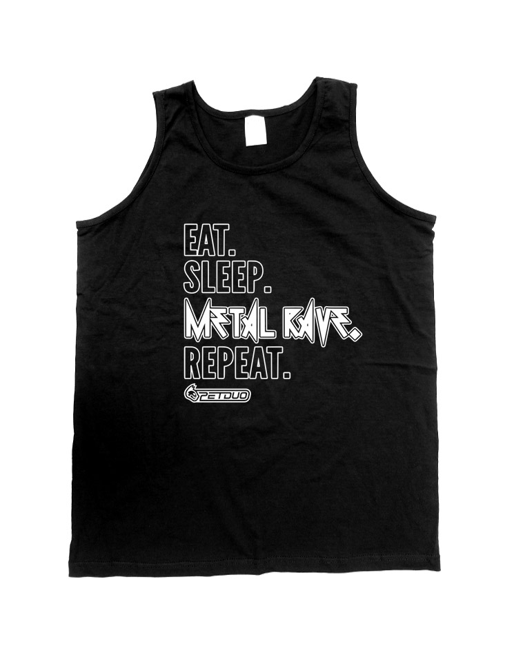 Eat Sleep Tank-Top wei auf schwarz