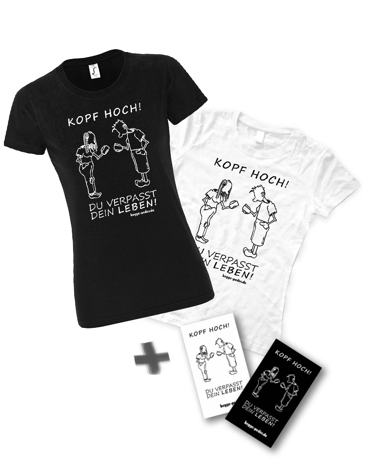 Kopf Hoch Girly T-Shirt und Aufkleber Bundle mehrfarb