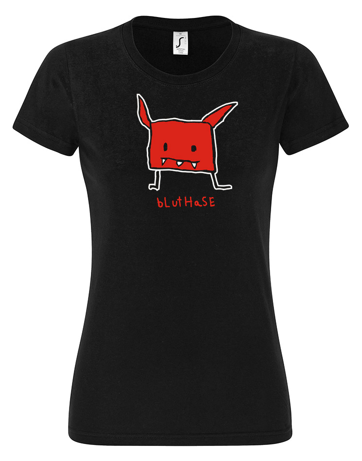 Bluthase Girly T-Shirt mehrfarbig auf schwarz