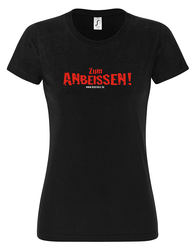 Zum Anbeissen Girly T-Shirt mehrfarbig auf schwarz