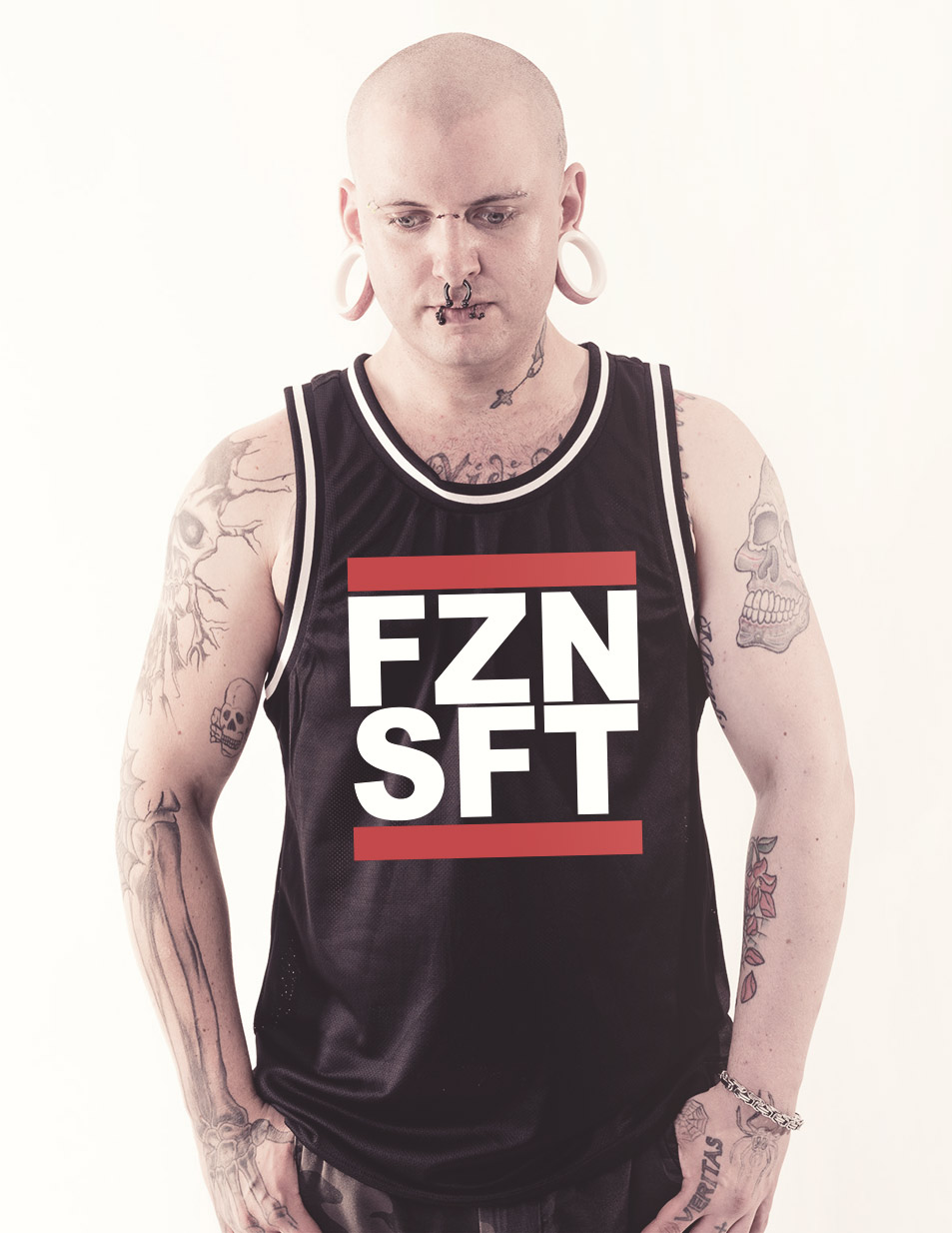 FZNSFT Mesh Tank Top mehrfarbig auf schwarz