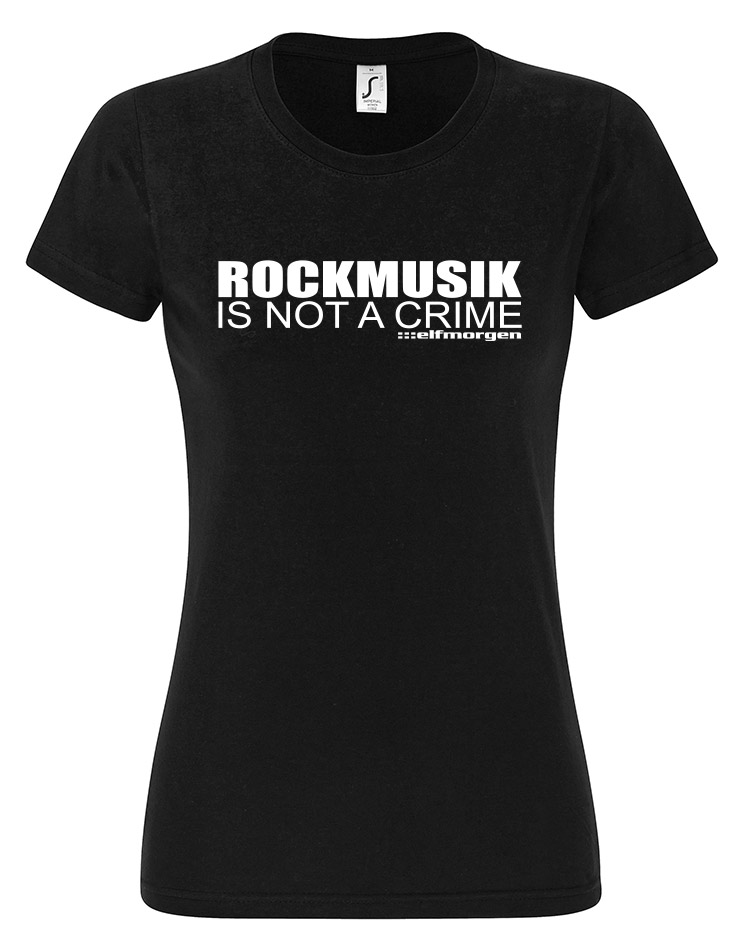 Rockmusik Girly T-Shirt wei auf schwarz