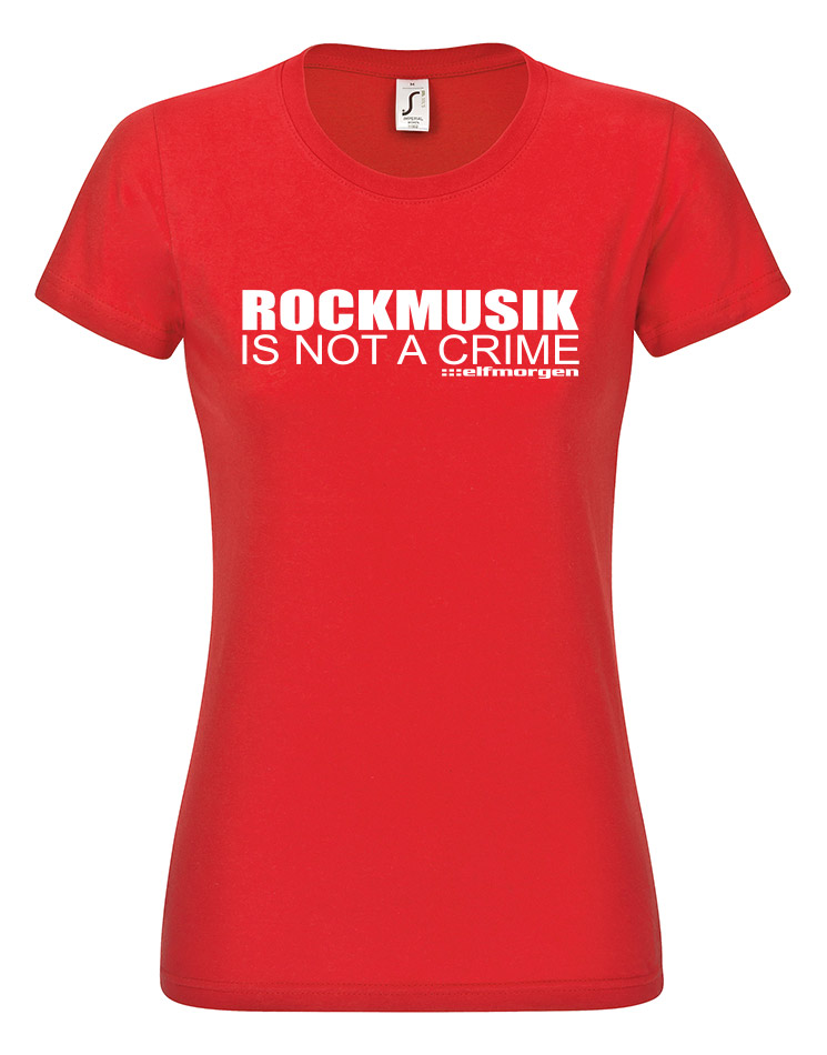 Rockmusik Girly T-Shirt wei auf rot