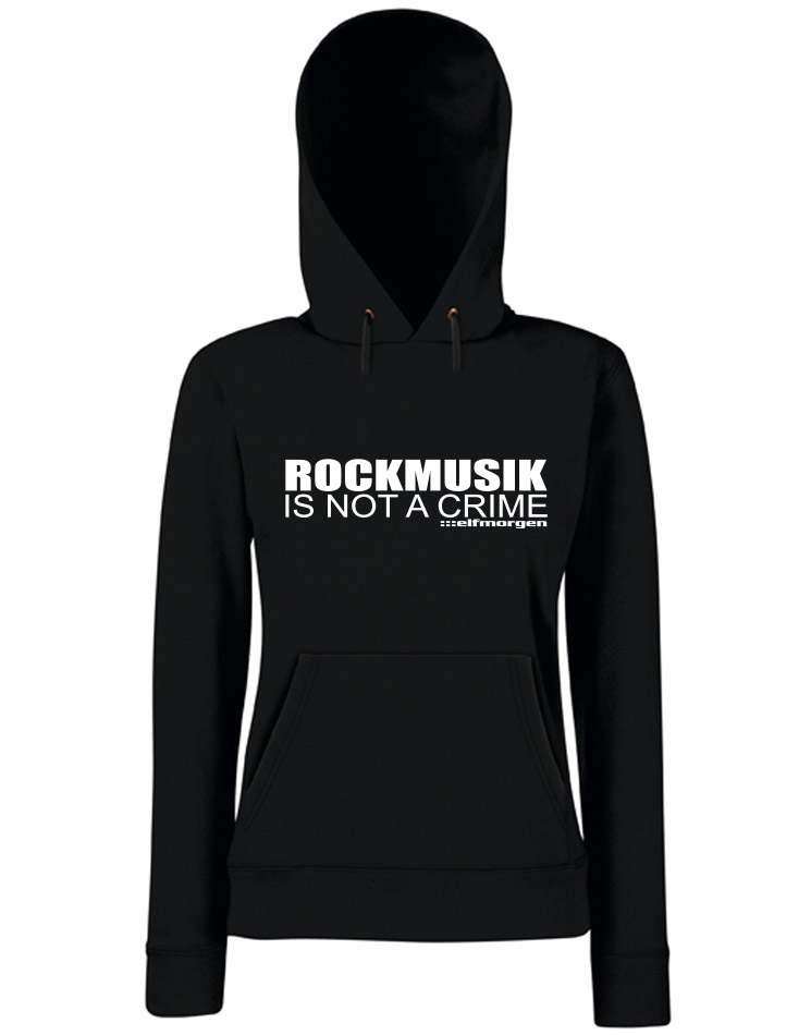 Rockmusik Girly Hoodie wei auf schwarz