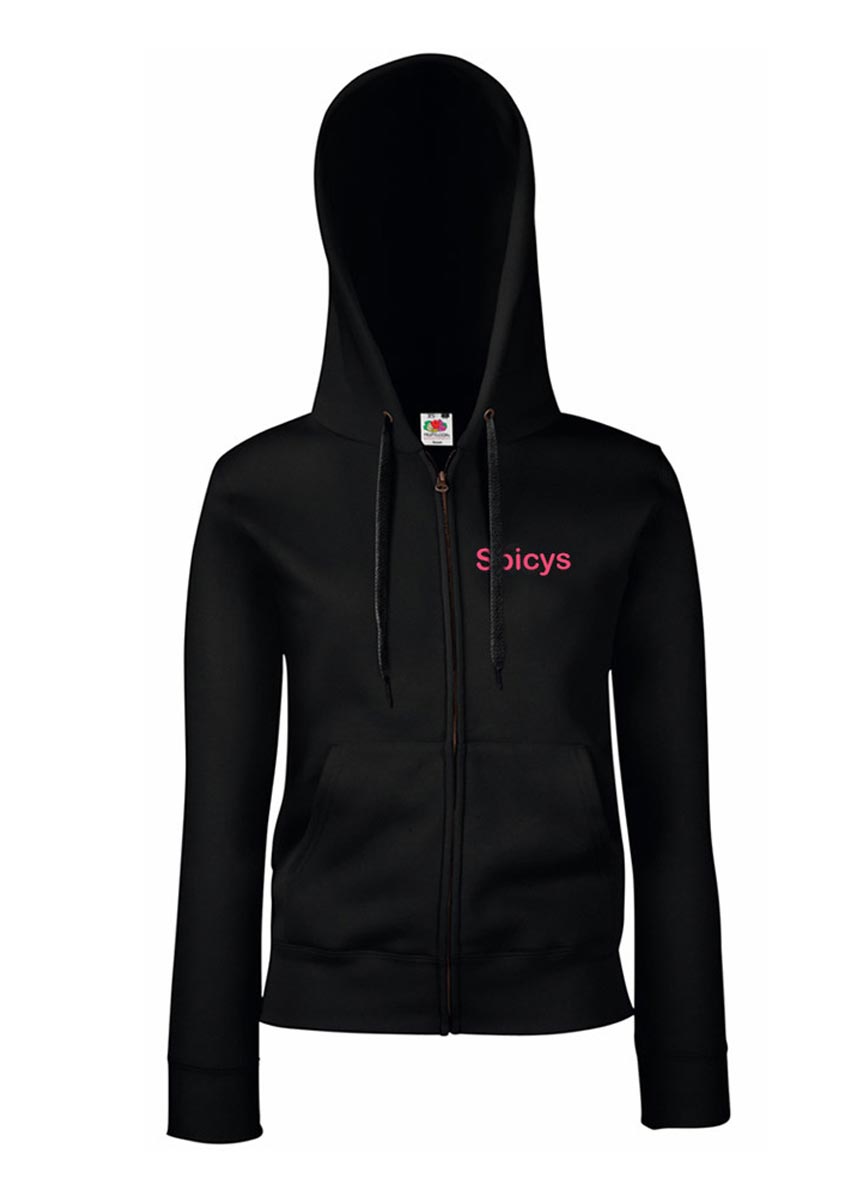 Spicys Girly Sweat Jacke neon pink auf schwarz