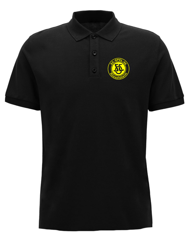 Polo Shirt Wappen gelb auf schwarz