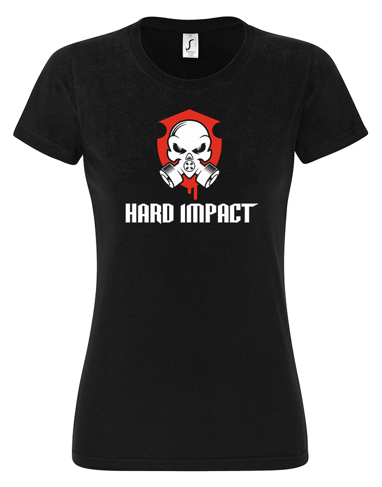 Hard Impact Girly T-Shirt mehrfarbig auf schwarz